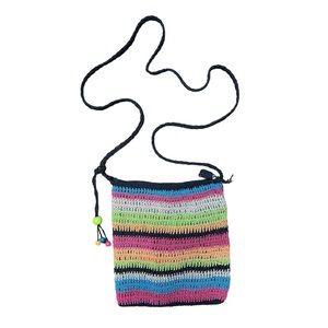 Multi color mini rainbow crochet shoulder purse